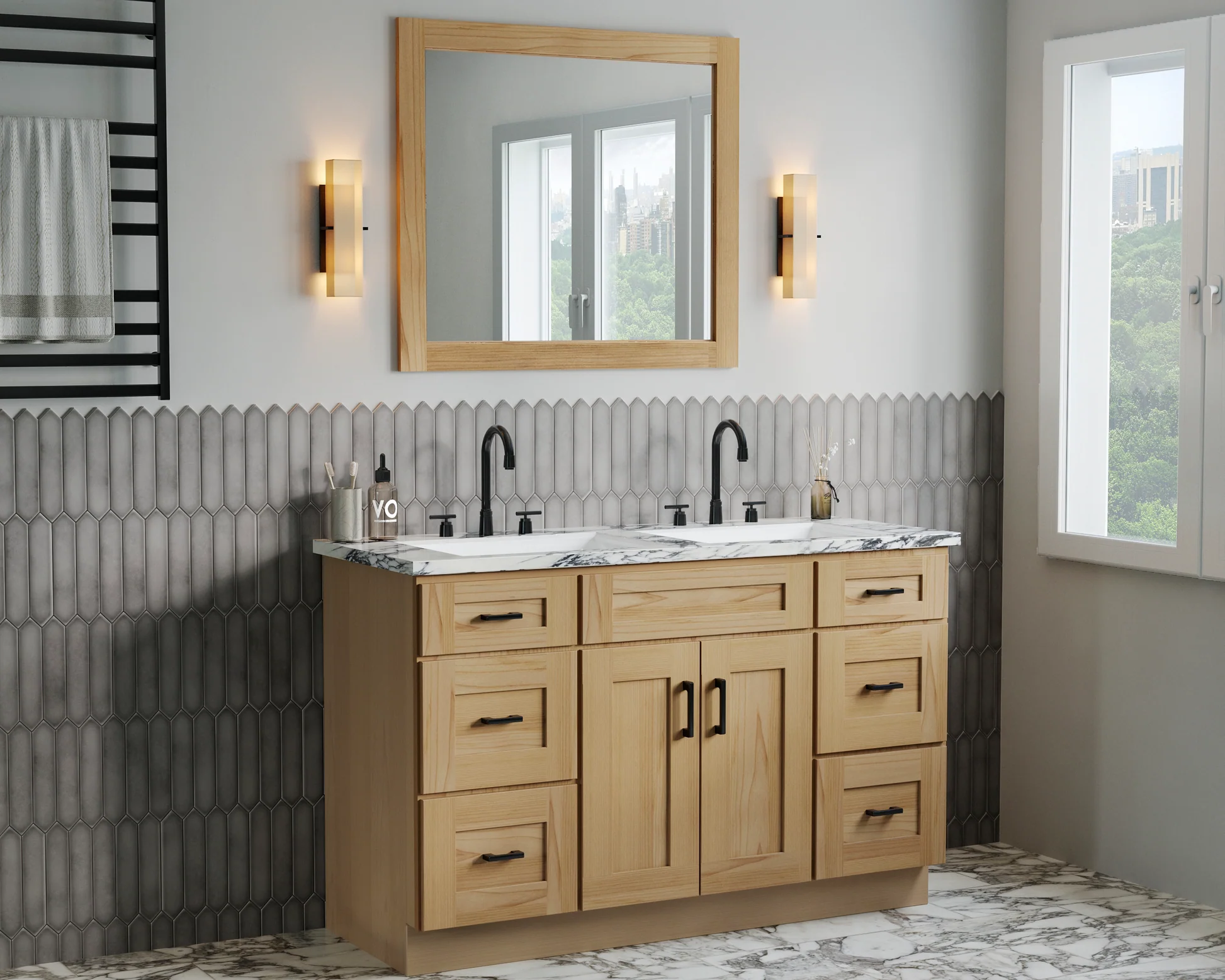 Natural Wood Shaker Bathroom Vanity